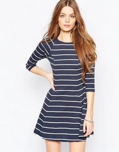Короткое приталенное платье в рубчик и полоску ASOS - Мульти