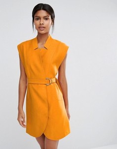 Платье-рубашка мини с поясом C/meo Collective - Оранжевый