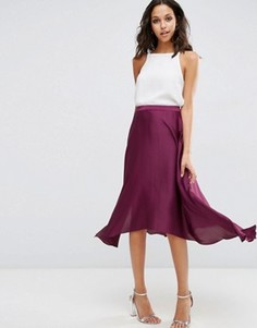 Атласная юбка миди с разрезами ASOS - Фиолетовый