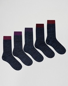 Набор из 5 пар темно-синих толстых носков ASOS - Темно-синий