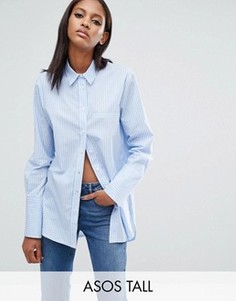 Oversize-рубашка бойфренда с двойными манжетами и пуговицами сбоку ASOS TALL - Мульти
