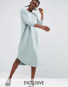 Трикотажное oversize-платье миди Monki - Зеленый