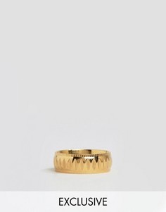 Кольцо с гравированными полосками Reclaimed Vintage - Золотой