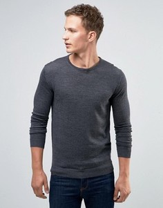 Джемпер из мериносовой шерсти с круглым вырезом Selected Homme - Серый