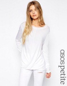 Джемпер с драпировкой спереди ASOS PETITE - Белый