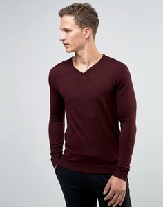Джемпер из мериносовой шерсти с V-образным вырезом Selected Homme - Красный