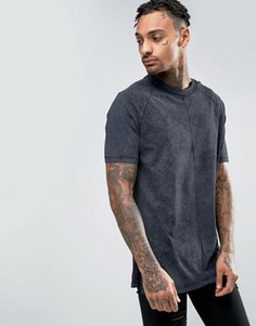 Выбеленная удлиненная футболка ASOS - Черный