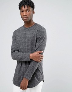 Супердлинный трикотажный лонгслив с закругленным низом ASOS - Серый