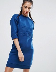Трикотажное платье с высоким воротом и логотипом-трилистником adidas Originals Nyc - Синий