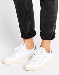 Бежевые кроссовки с серой вставкой Reebok Vintage Club C - Белый