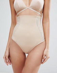 Моделирующие кружевные трусы с завышенной талией ASOS SHAPEWEAR - Бежевый