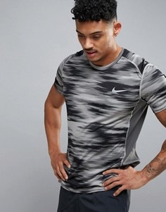 Серая футболка с принтом Nike Running Miler Dri-Fit 852175-003 - Серый