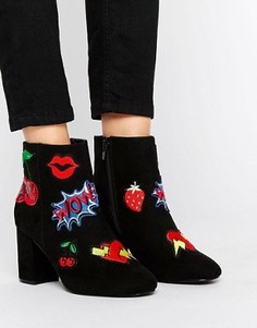 Ботильоны с отделкой в стиле пэтчворк ASOS RISE &amp; SHINE - Черный
