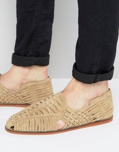 Серо-бежевые плетеные сандалии из замши ASOS - Stone