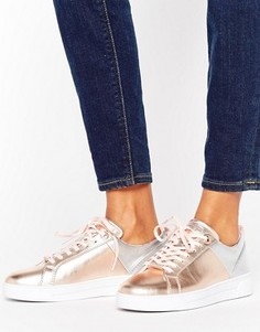 Кожаные кроссовки цвета металлик Ted Baker - Золотой