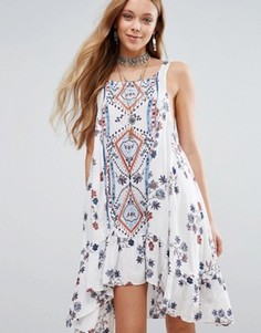 Платье с принтом Free People Ankka Boarder - Белый