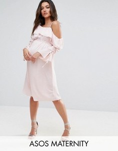 Платье миди на одно плечо ASOS Maternity - Розовый