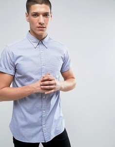 Приталенная оксфордская рубашка с короткими рукавами Jack &amp; Jones Premium - Синий