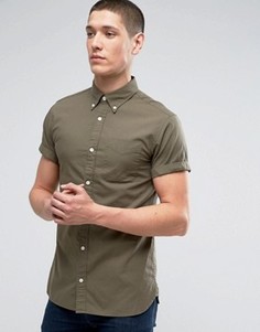 Приталенная оксфордская рубашка с короткими рукавами Jack &amp; Jones Premium - Зеленый