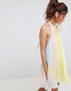 Плиссированное платье мини колор блок ASOS - Мульти