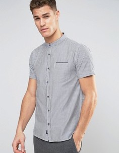 Бело-синяя рубашка в полоску с воротником на пуговицах Brave Soul - Синий