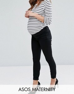 Черные укороченные джинсы с классической талией ASOS MATERNITY LISBON - Черный