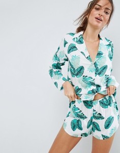 Пижамный комплект с принтом пальмовых листьев ASOS - Мульти