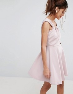 Платье мини на одно плечо с запахом ASOS - Фиолетовый