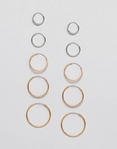 5 пар серег-колец Monki - Золотой