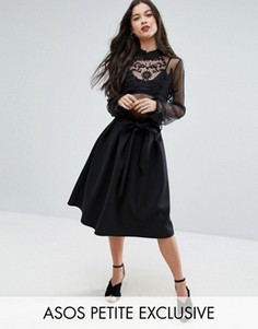 Юбка дял выпускного с присборенным поясом ASOS PETITE - Черный
