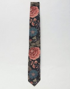 Галстук с цветочным принтом ASOS - Черный