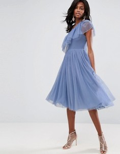 Платье миди на одно плечо из тюля ASOS - Синий