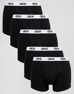 Набор из 5 черных боксеров-брифов с фирменным поясом ASOS - СКИДКА - Черный