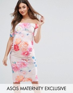 Платье с открытыми плечами и цветочным принтом ASOS Maternity - Мульти