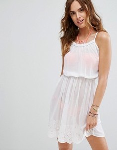 Пляжное платье на бретелях с отделкой кроше Butterfly By Matthew Williamson - Белый