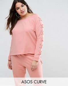 Свитшот для дома со шнуровкой ASOS CURVE - Розовый