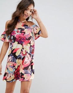 Сарафан с ярким цветочным принтом и открытыми плечами ASOS - Мульти