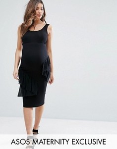 Облегающее платье с оборками ASOS Maternity - Черный