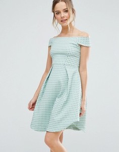 Фактурное короткое приталенное платье Closet London - Мульти