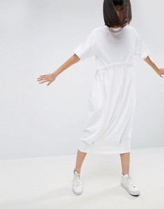 Трикотажное платье-футболка с контрастной оборкой ASOS WHITE - Белый