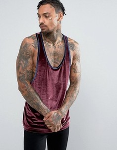 Велюровая майка-борцовка с контрастным кантом ASOS - Красный