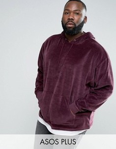 Oversize-худи из велюра с контрастной отделкой ASOS PLUS - Красный