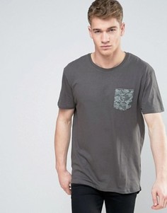 Удлиненная футболка с карманом Brave Soul - Серый