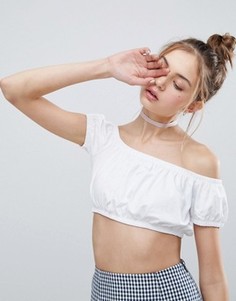Кроп топ-бандо с открытыми плечами ASOS - Белый