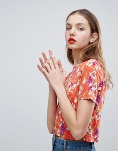 Свободная футболка с цветочным принтом ASOS - Мульти