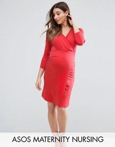 Платье мини с запахом ASOS Maternity NURSING - Красный