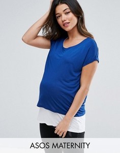 Двухслойная футболка для кормления ASOS Maternity - Темно-синий