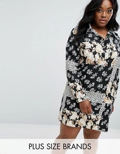 Платье-рубашка в стиле пэтчворк Boohoo Plus - Мульти