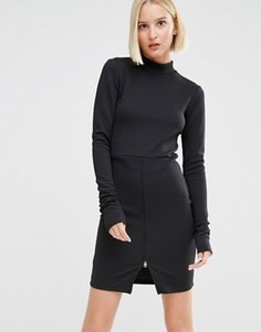 Платье с высокой горловиной и молнией спереди Cheap Monday - Черный