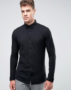 Узкая рубашка-премиум из пике Jack &amp; Jones - Черный